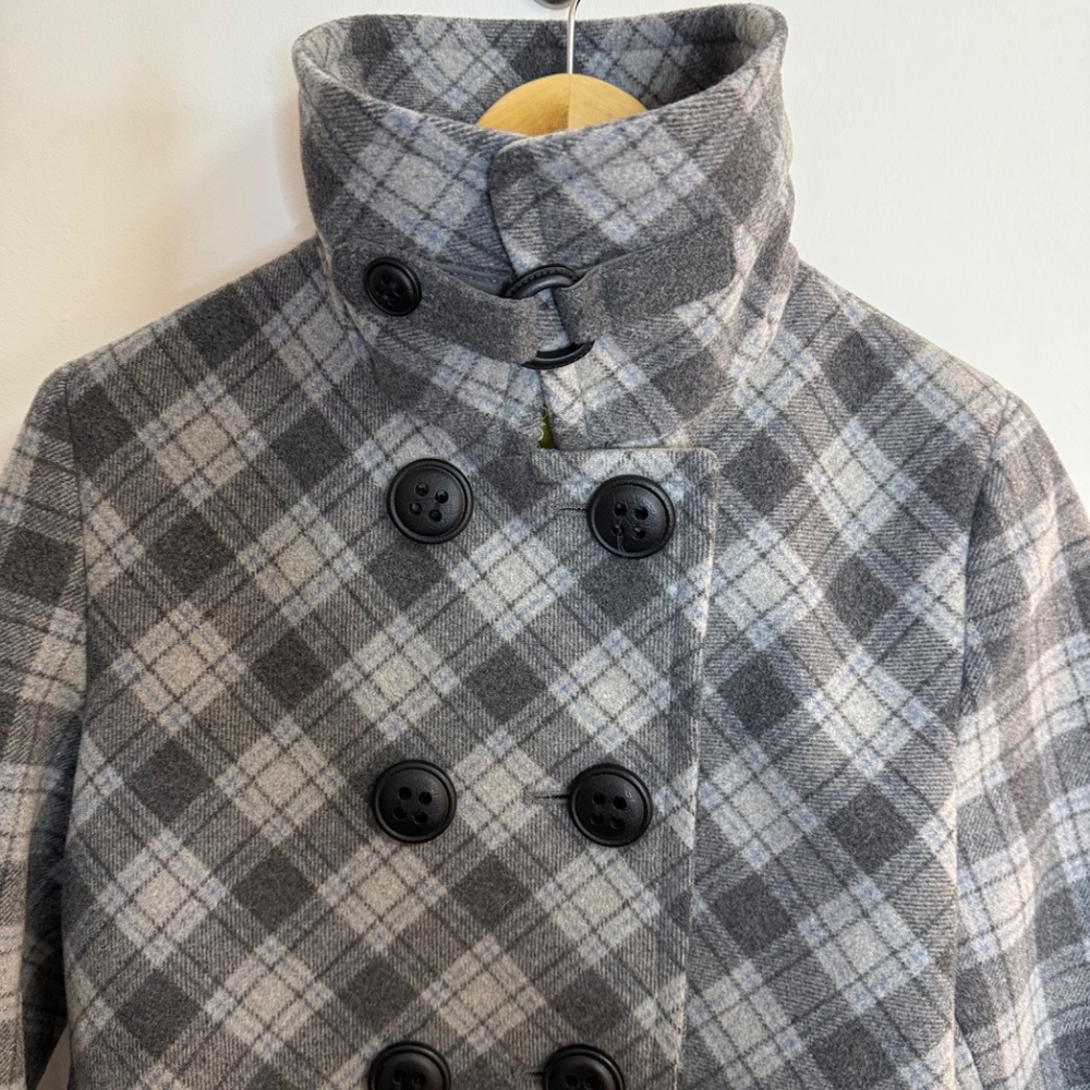 Soia & Kyo Grey Plaid Wool Coat - Size small - Picture 5 of 12